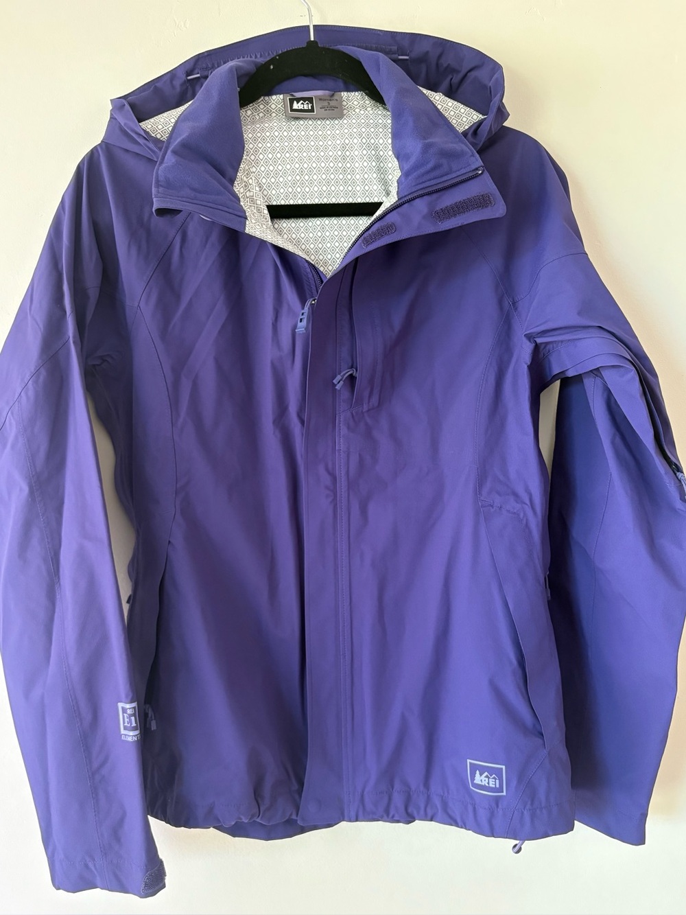 REI Elements Waterproof Rain Jacket Purple Womens Small Pit Zip Hooded
